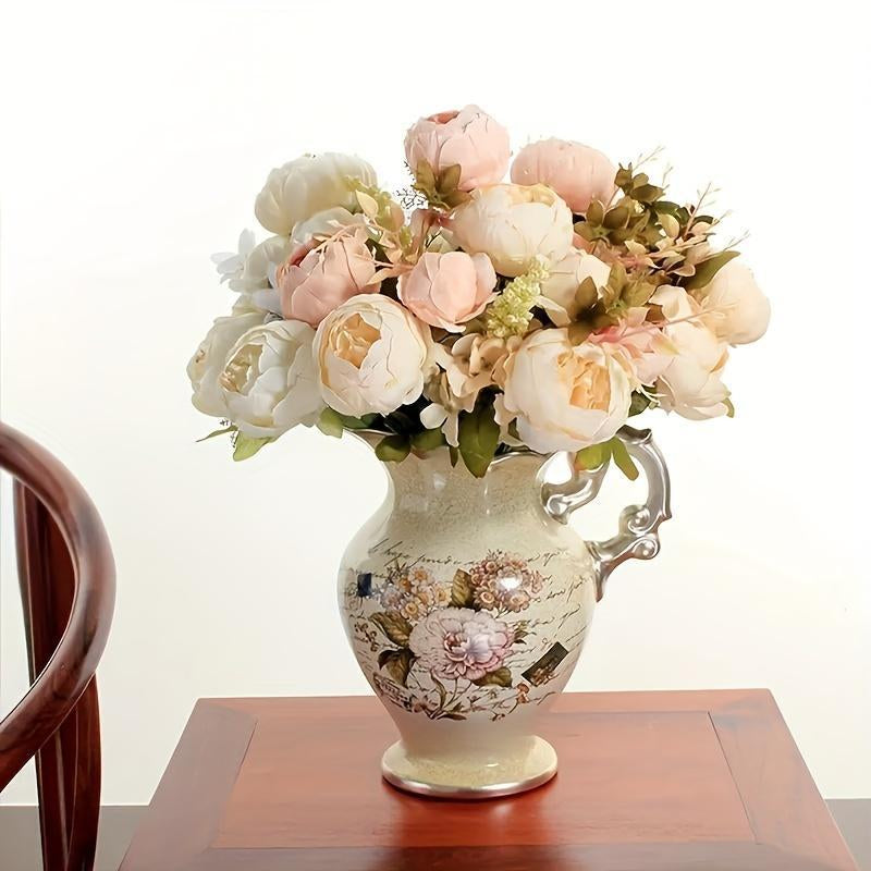 Artificial Peony Flower Bouquet, 1 Count Romantic Faux Flower Bouquet, Decorative Flowers for Home Party Wedding, Home Decor Supplies, Fruit, Teen Girl Gifts