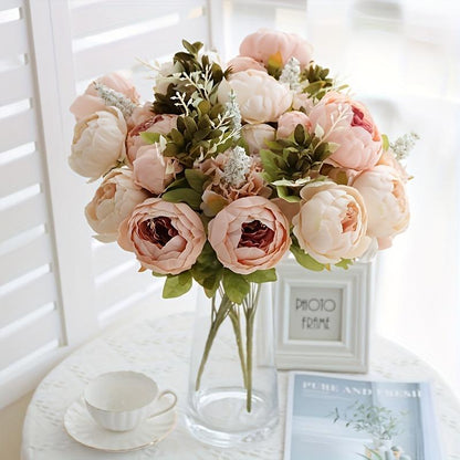 Artificial Peony Flower Bouquet, 1 Count Romantic Faux Flower Bouquet, Decorative Flowers for Home Party Wedding, Home Decor Supplies, Fruit, Teen Girl Gifts
