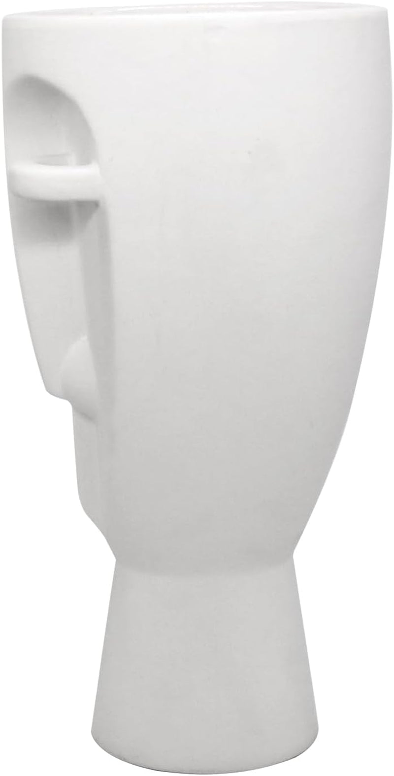 9.9Inch High Ceramic Face Art Vase - Hand Made Flowerpot for Easter Decor, Cylindrical Face Planter with Textured Surface