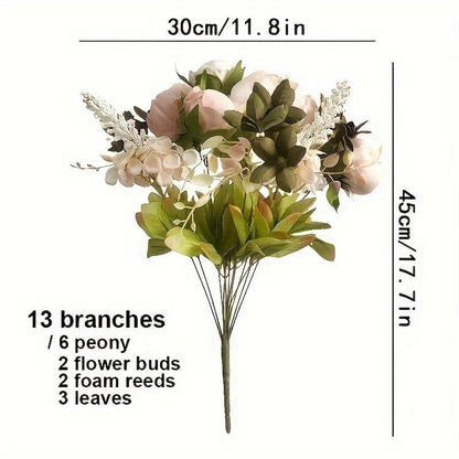 Artificial Peony Flower Bouquet, 1 Count Romantic Faux Flower Bouquet, Decorative Flowers for Home Party Wedding, Home Decor Supplies, Fruit, Teen Girl Gifts