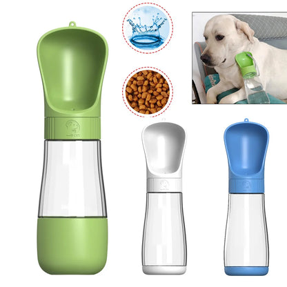 2 in 1 Portable Dog Water Bottle for Small Medium Big Dogs Cats Hiking Leakproof Durable Puppy Food Container Teddy Pug Supplies