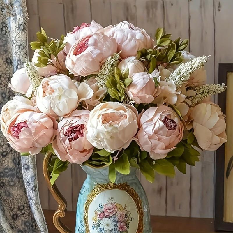 Artificial Peony Flower Bouquet, 1 Count Romantic Faux Flower Bouquet, Decorative Flowers for Home Party Wedding, Home Decor Supplies, Fruit, Teen Girl Gifts