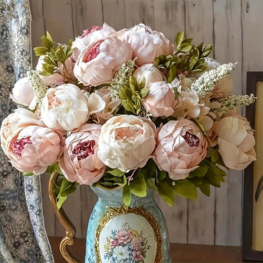Artificial Peony Flower Bouquet, 1 Count Romantic Faux Flower Bouquet, Decorative Flowers for Home Party Wedding, Home Decor Supplies, Fruit, Teen Girl Gifts